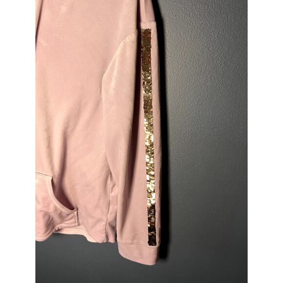 More Than Magic Velour Hoodie Girls Size X-Large 12-14 Lilac Sequin Zip Up - Picture 3 of 12
